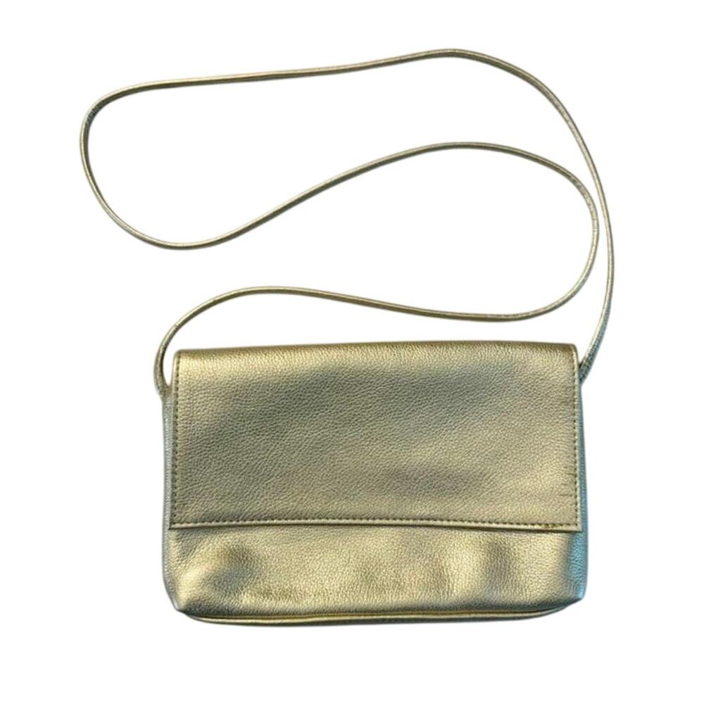 SAS metallic gold pebbled leather crossbody bag